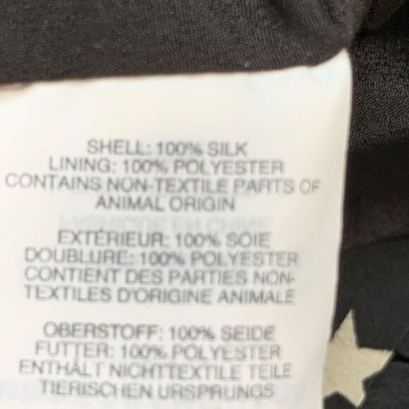 J. Crew Dress Black White Star Print Scoop Neck Long Sleeve Silk Midi Shift 4 - Picture 11 of 12